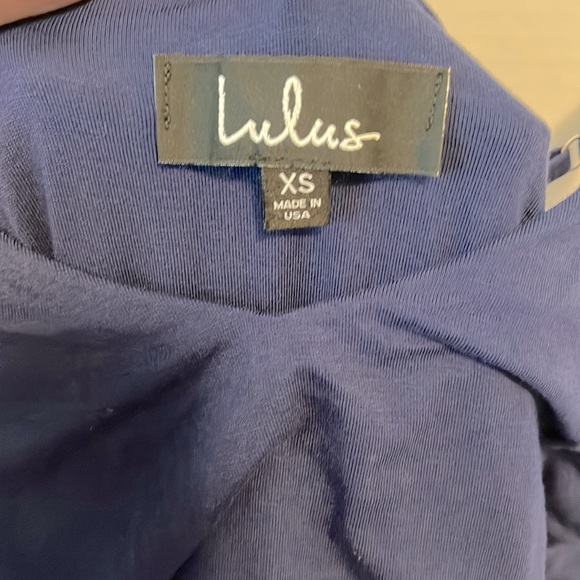 Lulu’s XS Women’s long Navy Blue Spaghetti Strap Cotton Dress with Side Slit - Picture 4 of 5